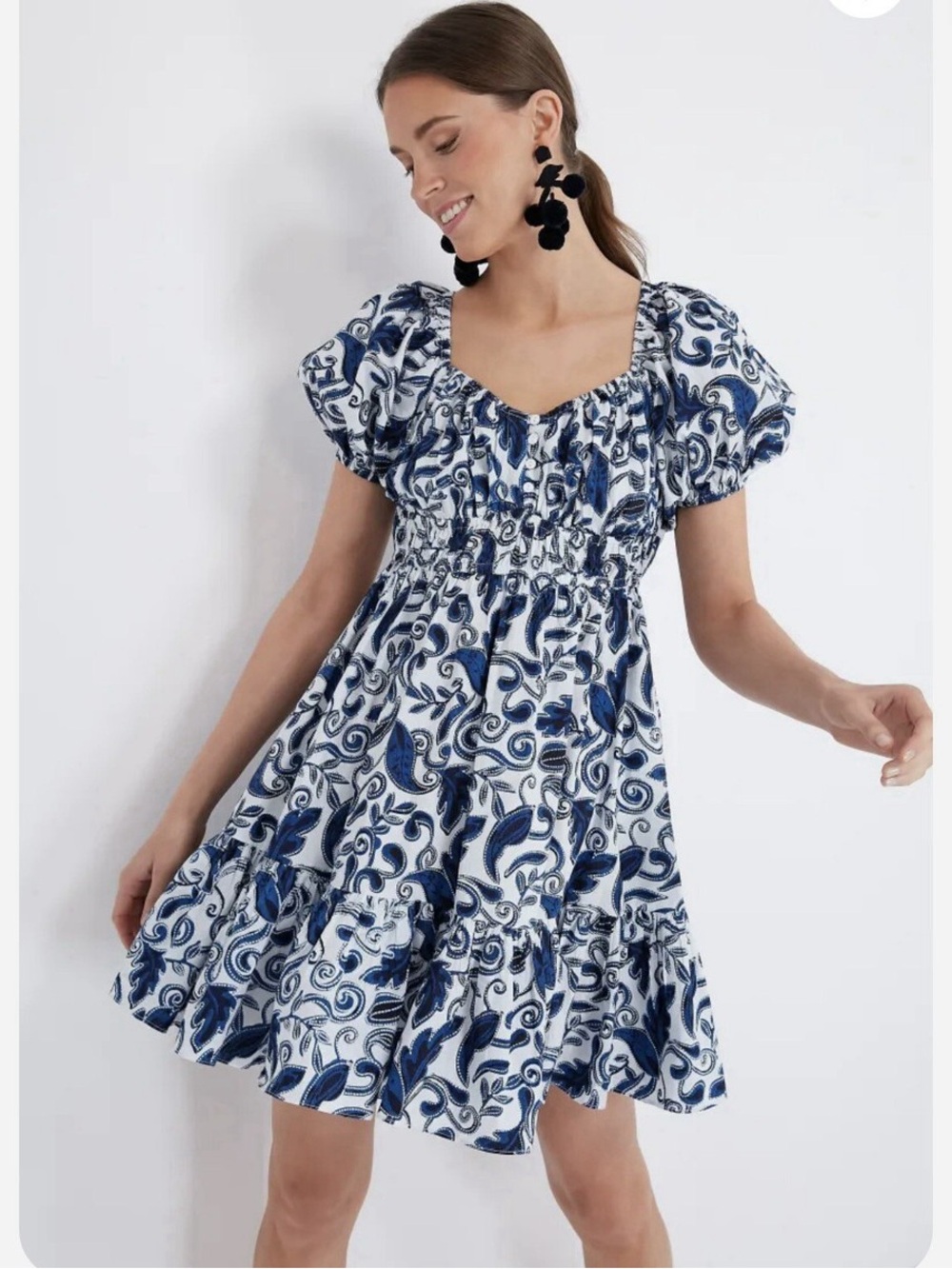 Cleobella Blue and White Printed Midi Dress